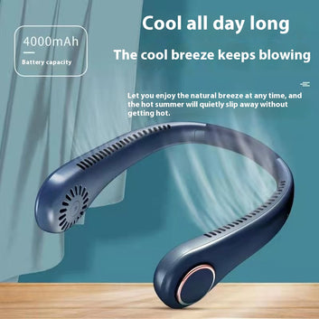 USB Rechargeable Neck Hanging Fan – Portable Hands-Free Personal Cooling Fan for Outdoor Sports, Travel & Summer Use