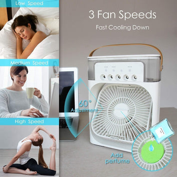 Portable Mini Air Cooler for Room – USB Personal Air Conditioner Fan with Water Cooling | Compact Cooler for Home, Office & Desk